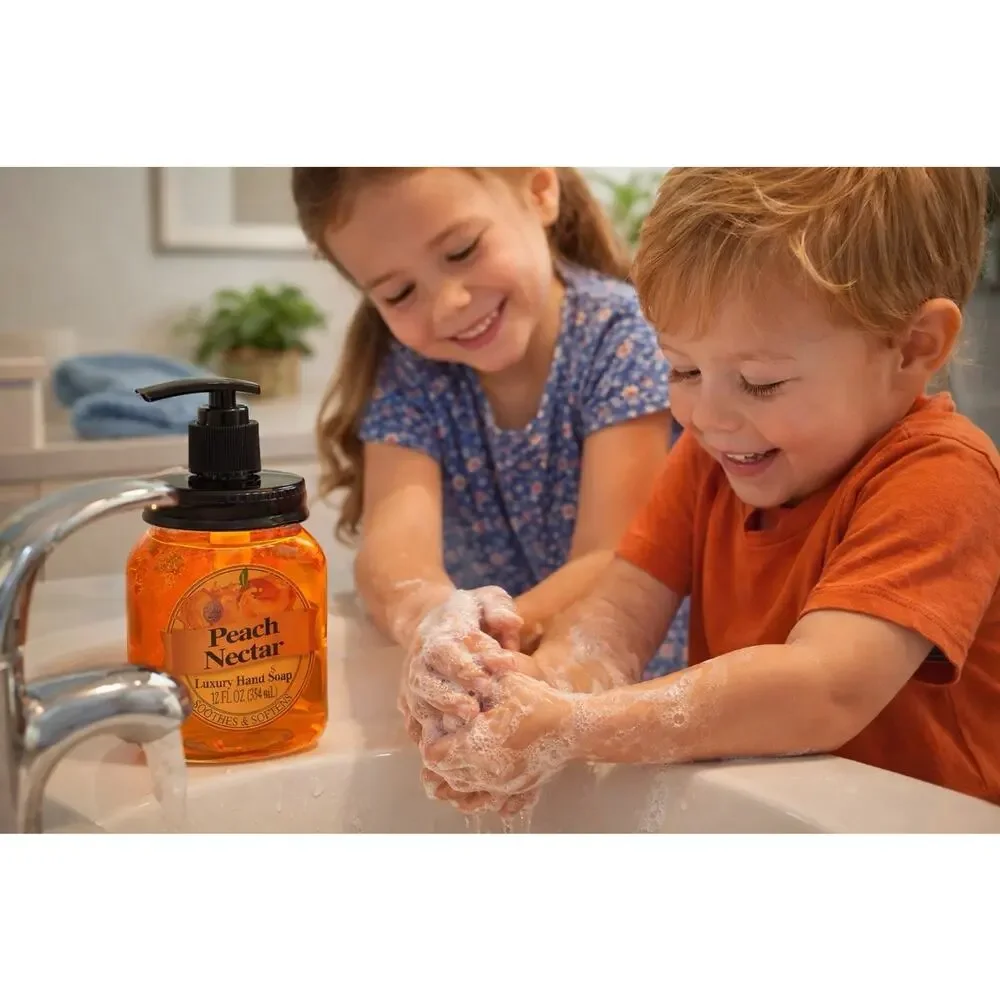 Lot Of 2 - Luxury Hand Soap - Peach Nectar - Soothes/Softens - 12 fl oz/ 354 mL
